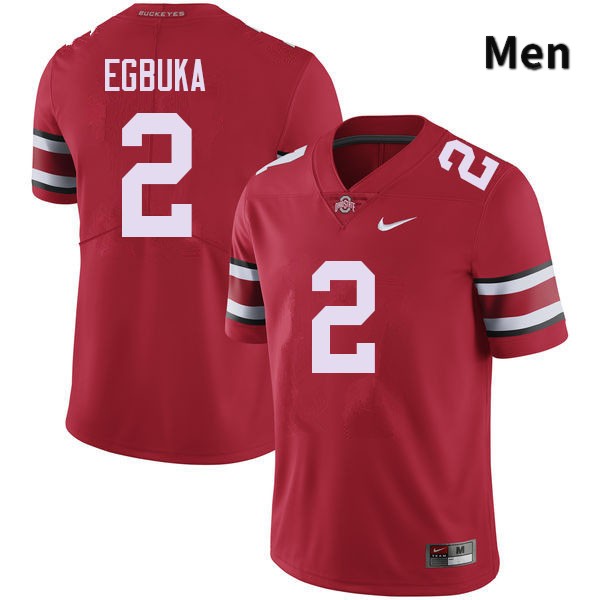 Ohio State Buckeyes Emeka Egbuka Men's #2 Red Authentic Stitched College Football Jersey